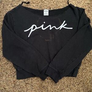PINK Victoria's Secret Black Sweatshirt with White Logo